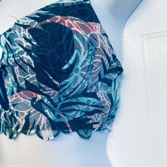 Victoria's Secret PINK‎ Date Push-up Longline Bra Size Small Tropical Multicolor - Picture 3 of 9